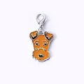 Niedlicher Cartoon Terrier Hund Emaille Anhänger mit silbernem Karabiner für Taschen - Foxterrier