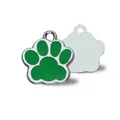 Green enamel paw print pet tag made of engravable alloy for DIY pet identification - Pendant Style (HC356) / Green