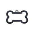 Close-up view of a bone-shaped pet ID tag with dark blue glitter and silver finish. - 31*20mm 5.4g / Black