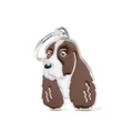 Porte-clés tête de chien Springer Spaniel en émail de couleur marron et blanc chic - Springer Spaniel