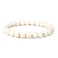 Handmade elastic beaded bracelet featuring natural white stone with marble texture - Howlite