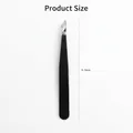 Professional black precision tweezers for eyelash and eyebrow shaping 9.7mm length - 1.0mm Angled Knife Tip / Black