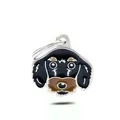 Pendentif en émail tête de teckel mignon en noir et marron pour porte-clés et sacs - Teckel Noir