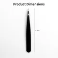 Professional precision black stainless steel eyebrow tweezers with size measurement - 1.0mm Pointed Tip / Black