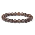 Natural sunstone beaded bracelet featuring a dark mottled texture for unisex wear - Snowflake Obsidian