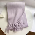 Thick light purple faux cashmere scarf with tassels for cozy autumn and winter warmth - Dreamy Purple