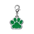 Green paw print alloy pet tag charm with lobster clasp - Lobster Clasp Style (HC356) / Green