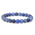 Natural blue spotted stone beaded bracelet for men and women, handmade jewelry - Blue Veined Stone