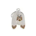 Porte-clés tête de chien de dessin animé gris et marron pour sacs et accessoires mode - Lhasa Apso