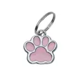Cute pink paw print pet identity tag made of durable zinc alloy for dogs and cats - 14mm Ring Style (HC356) / 14mm Ring / Pink