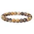 Natural sunstone beaded bracelet with unique earth-tone textures for men and women - Leopard Skin Jasper
