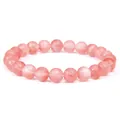 Handcrafted natural pink sunstone beaded bracelet for men and women, elegant gemstone - Red Watermelon