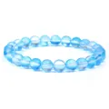 Natural light blue sunstone beaded bracelet with iridescent frosted finish - Blue Synthetic Moonstone