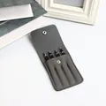 Set of 4 precision black eyebrow tweezers in a sleek grey faux leather storage pouch - 4-Piece Leather Case Set (1.0mm) / Black