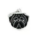 Pendentif porte-clés en métal tête de carlin de dessin animé avec émail noir - Carlin Noir