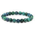 Natural round blue and green gemstone beaded bracelet for men and women handmade jewelry - Phoenix Lapis