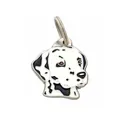Charmant pendentif tête de dalmatien avec détails classiques en émail noir et blanc - Pierre Tachetée