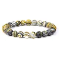 Natural stone beaded bracelet with yellow and black stripe patterns for men and women - Yellow Peacock Ore