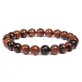 Natural mahogany obsidian or sunstone beaded bracelet with marbled texture - Mahogany Obsidian