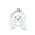 Pendentif tête de chien en émail blanc pour porte-clés et accessoires - Maltais