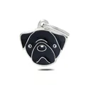 Pendentif porte-clés carlin mignon en émail noir pour sacs et accessoires de bijoux. - Carlin