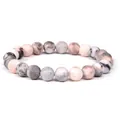 Handmade natural sunstone beaded bracelet with matte finish stones - Pink Zebra Jasper