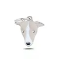 Pendentif porte-clés minimaliste en émail tête de chien Whippet gris et blanc - Lévrier