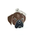 Porte-clés chien boxer en émail détaillé avec des finitions marron et noir mat - Boxeur