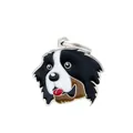 Porte-clés en émail tête de Bouvier Bernois pour sacs et accessoires pour animaux.. - Bouvier Bernois