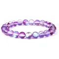 Handmade purple iridescent gemstone beaded bracelet with luminous glow for men and women - Purple Synthetic Moonstone