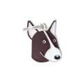 Porte-clés mignon tête de chien Bull Terrier, finition émail marron et blanc pour sacs - Bull Terrier