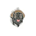 Pendentif porte-clés émaillé tête de chien Leonberger design en noir et marron - Léonberg