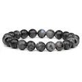 Natural dark grey sunstone beaded bracelet with authentic gemstone luster for unisex - Labradorite