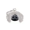 Porte-clés pendentif tête de chien Pékinois argenté avec émail noir et blanc détaillé - Pékinois