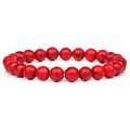 Natural red turquoise stone beaded bracelet with black veins for men and women - Red Turquoise