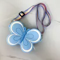 Adorable children's butterfly-shaped silicone crossbody bag with a colorful rainbow strap - Butterfly Blue
