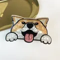 Close-up of cute dog-shaped acetate hair claw clip with pearlescent finish - Shiba Inu Style (7)