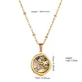 Gold stainless steel necklace with round shell pendant and starfish detail - Xl531