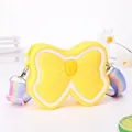 Bright yellow bow-shaped silicone mini crossbody bag for little girls with colorful rainbow strap - Bow Yellow