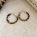 Retro leopard print leather hoop earrings with a gold-tone finish for a chic look - Gold Leopard Hoop Style / 3cm / Brown