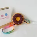 Cute donut shaped silicone mini crossbody bag for kids with colorful rainbow strap - Coffee Color Donut