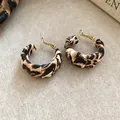 Chic retro leopard print leather hoop earrings with elegant gold-tone hardware for women - Retro Leopard Circle Style / 3mm / Coffee Round 3mm