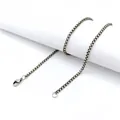 Close-up of titanium steel box chain necklace with antique silver finish for DIY jewelry. - 45cm / 2mm / Antique Silver