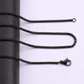 Close-up of black titanium steel box chain showing lobster clasp and matte finish. - 45cm / 2mm / Black
