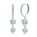 Elegantes pendientes colgantes de plata 925 con moissanita brillante y piedras - Blanco