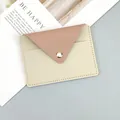 Slim two-tone women's card holder wallet with pink envelope flap and gold snap - Light Pink
