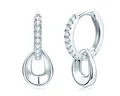 Elegant 925 sterling silver hoop earrings with a sparkling moissanite drop charm. - Water Drop (White Gold) Small