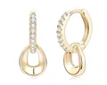 Elegant 18K gold plated moissanite huggie hoop earrings with teardrop dangle - Water Drop (Yellow Gold) Small