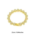 Elegant 25cm gold plated heart link bracelet featuring sparkling crystal rhinestones - Gold / 25cm