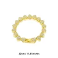 Gold-toned heart link pavé rhinestone bracelet, 30cm length for elegant women jewelry - Gold / 30cm
